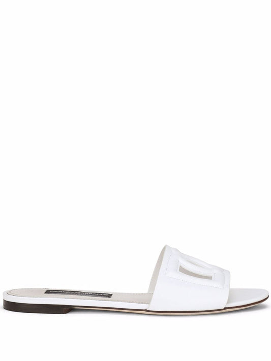 Dg logo leather flat sandals