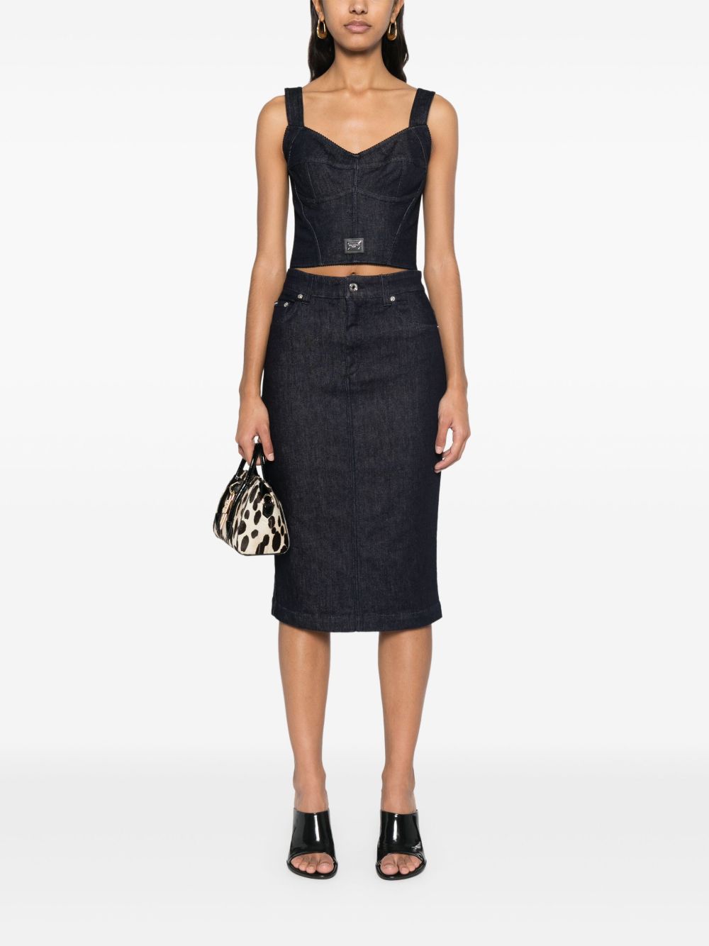 Denim midi skirt