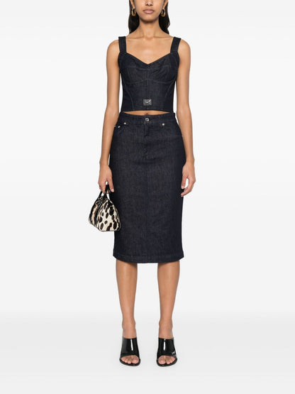 Denim midi skirt