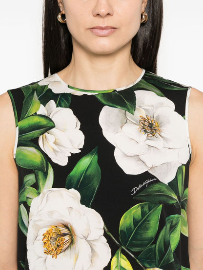 Printed silk top