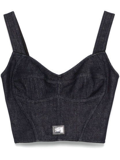 Denim corset top