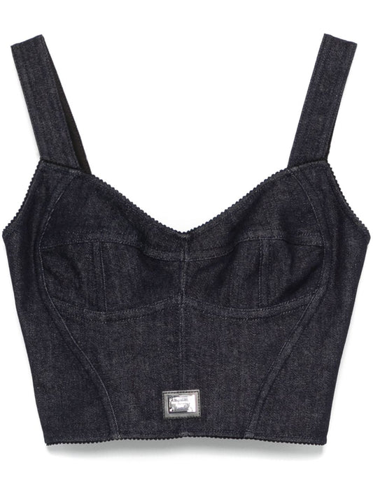 Denim corset top