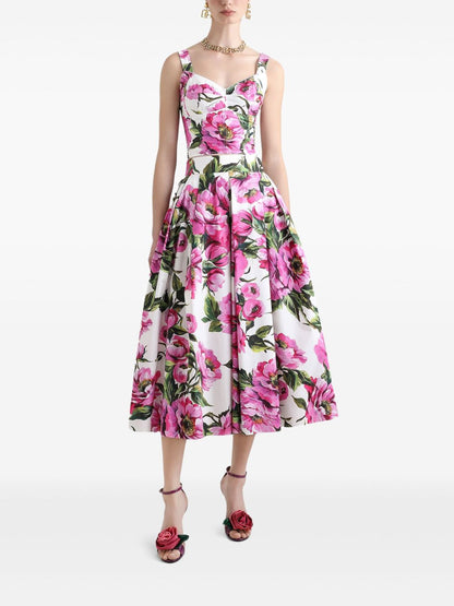 Printed cotton bustier top