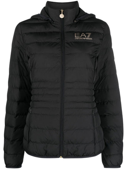 Logo short down jacket