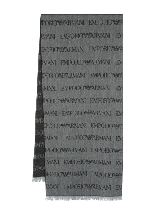 Allover logo wool blend scarf