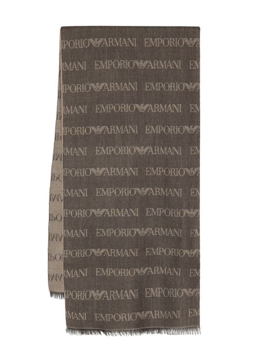 Allover logo wool blend scarf