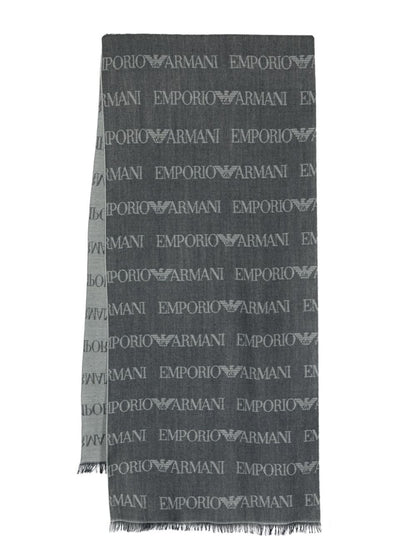 Allover logo wool blend scarf