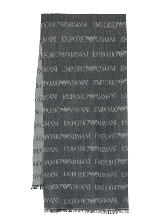Allover logo wool blend scarf