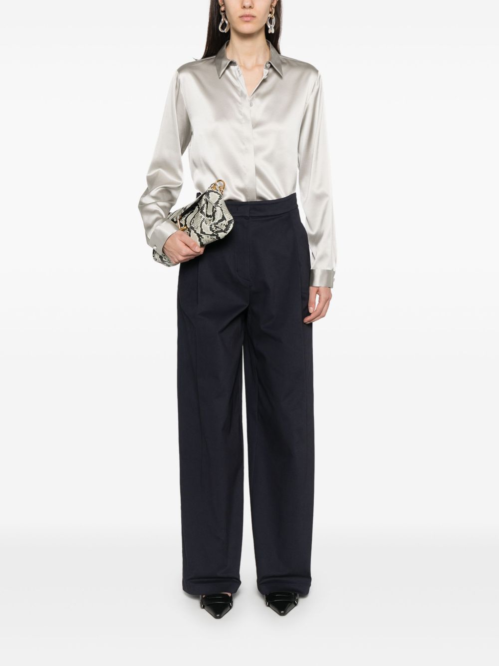 Cotton wide-leg trousers