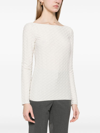 Jacquard boat-neck top