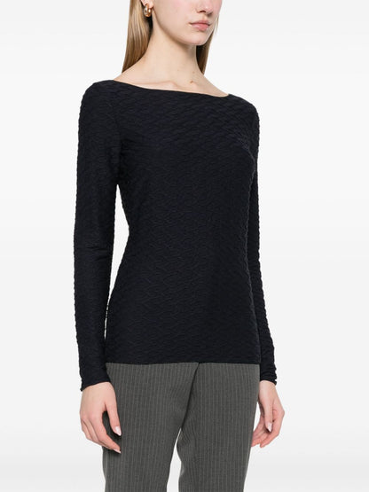 Jacquard boat-neck top