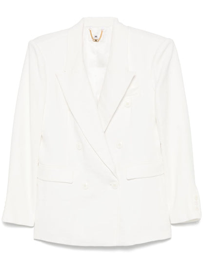 Linen blend double-breasted jacket
