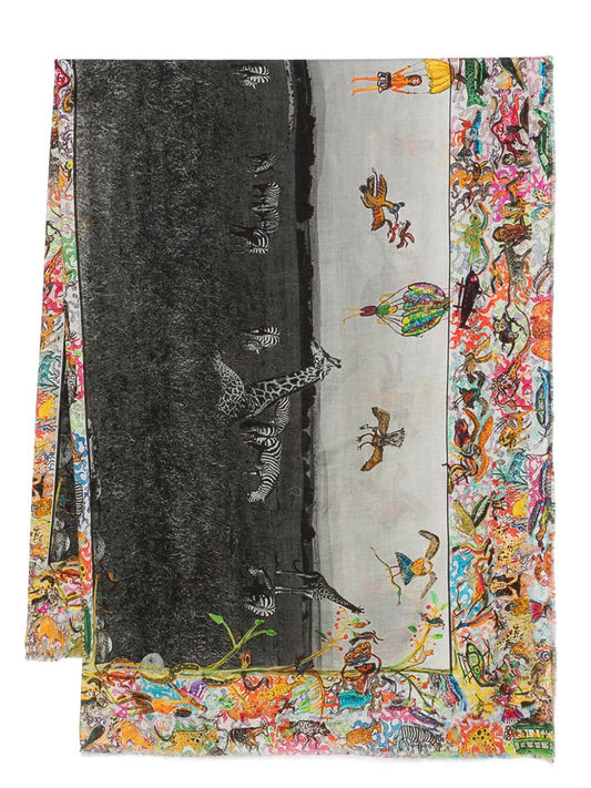 Giraffes and zebras silk stole