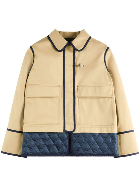 Stretch gabardine caban jacket