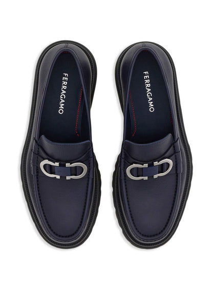 Gancini leather loafers