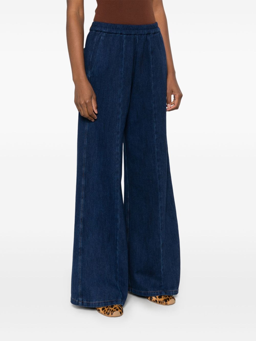 Denim wide-leg trousers