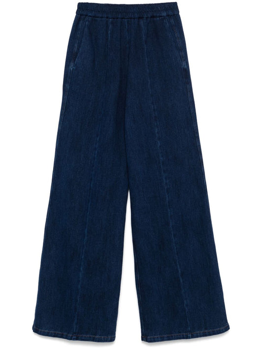 Denim wide-leg trousers