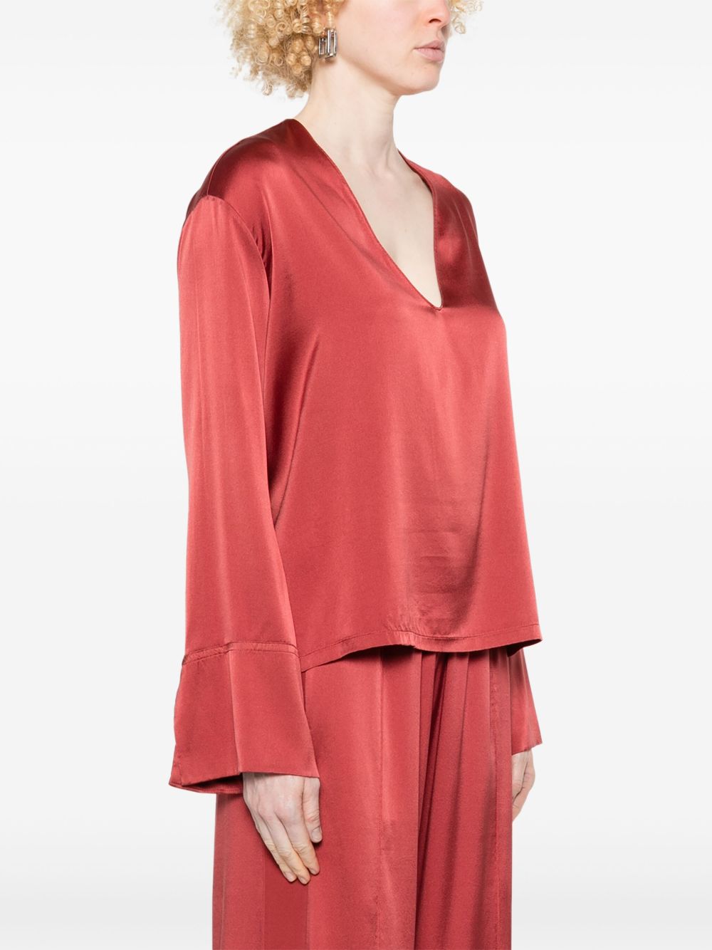 Silk v-necked blouse