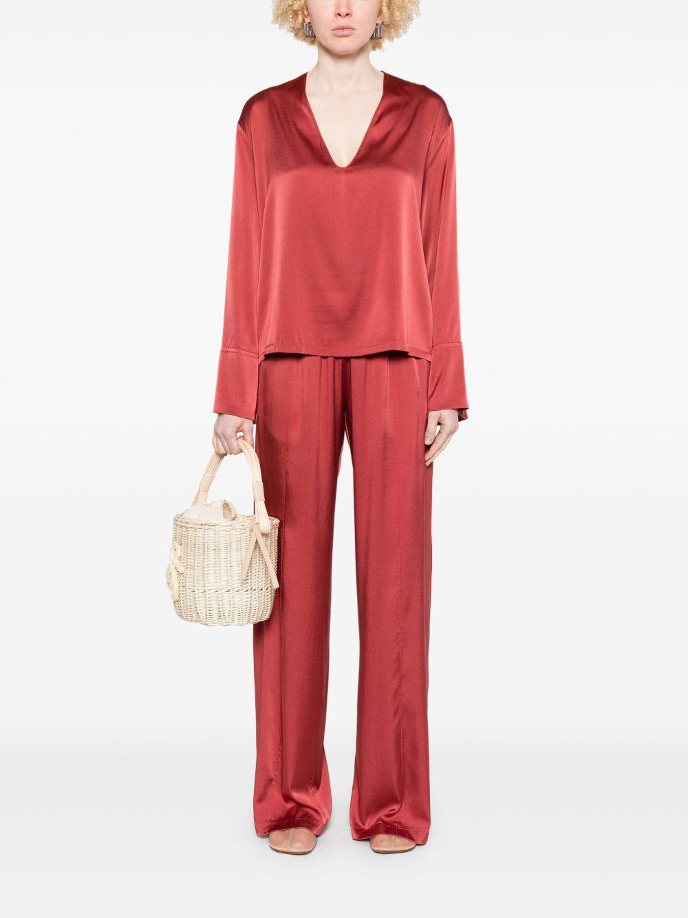 Silk v-necked blouse