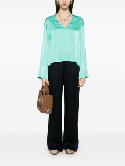 Silk v-necked blouse