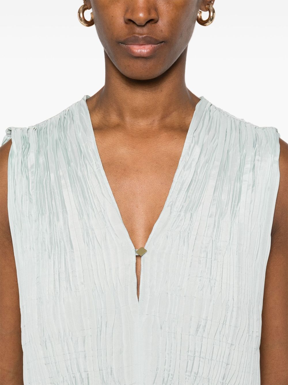 V-necked tank top