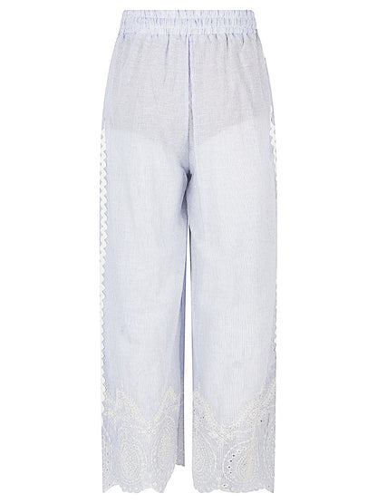 Embroidered cotton trousers