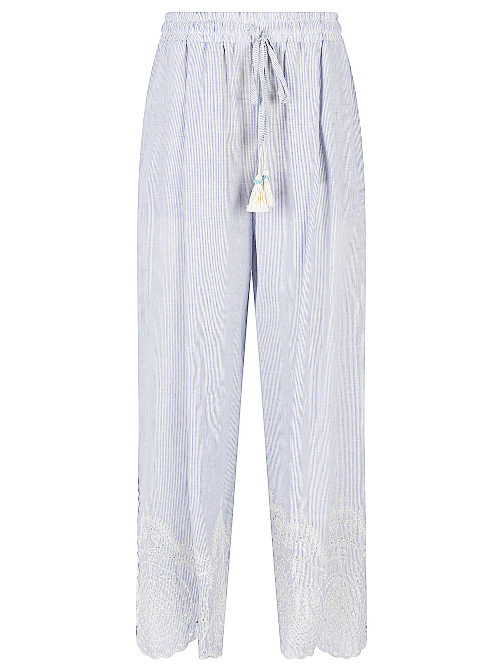 Embroidered cotton trousers