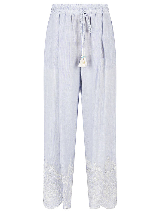 Embroidered cotton trousers