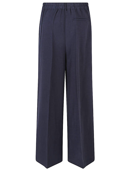 Linen blend wide-leg trousers