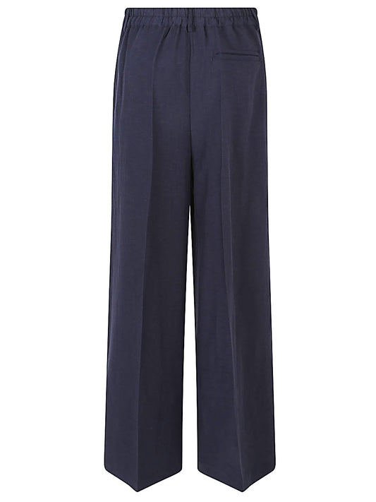 Linen blend wide-leg trousers