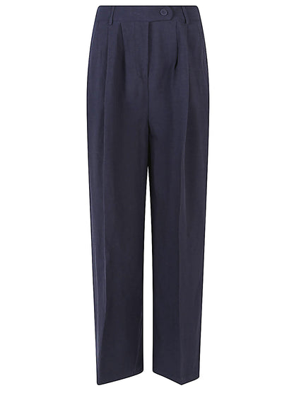 Linen blend wide-leg trousers