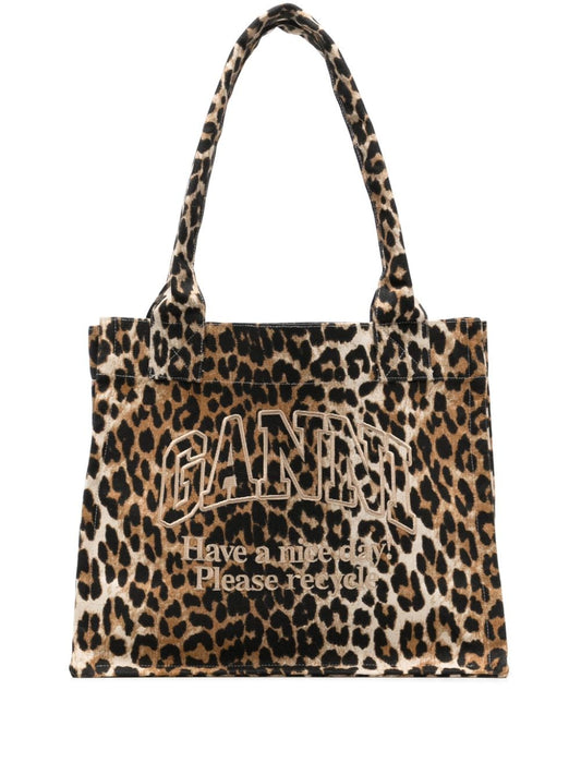 Leopard print large tote