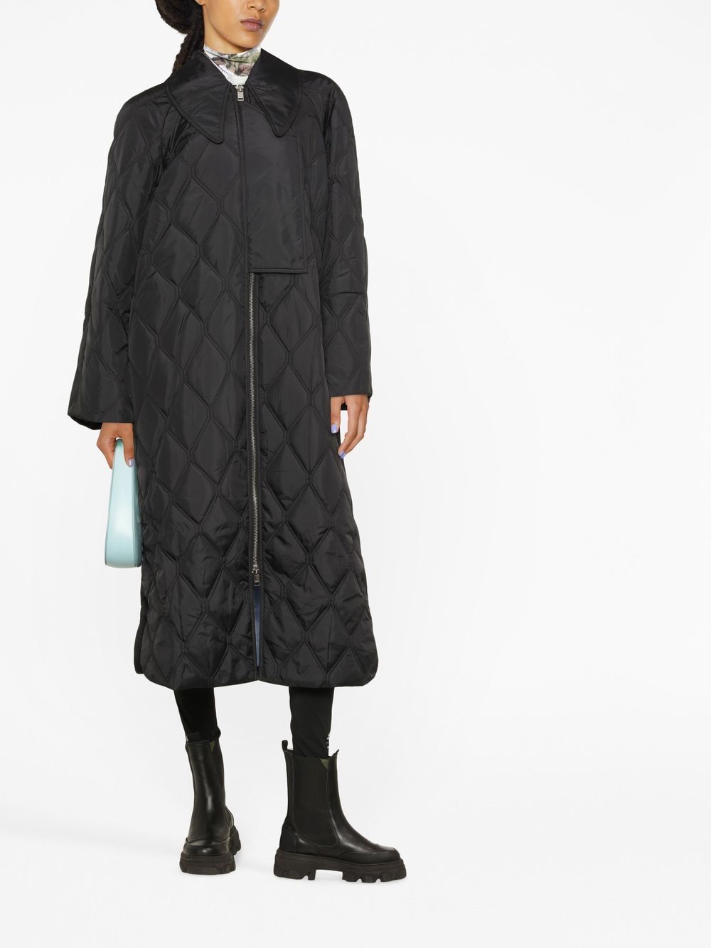 Quilted midi coat