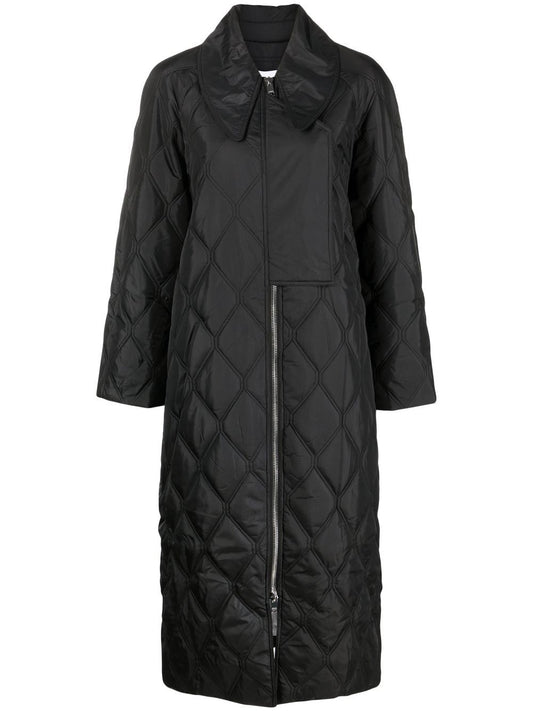 Quilted midi coat