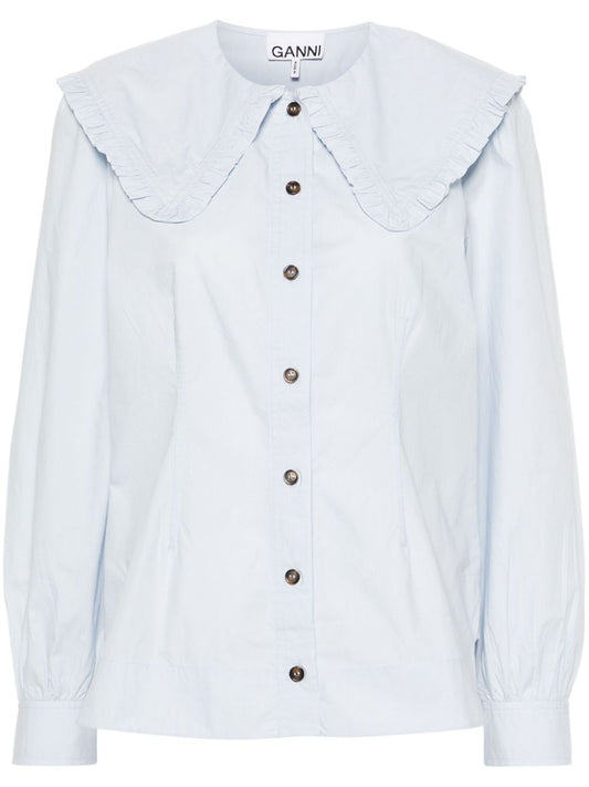 Frill collar organic cotton shirt