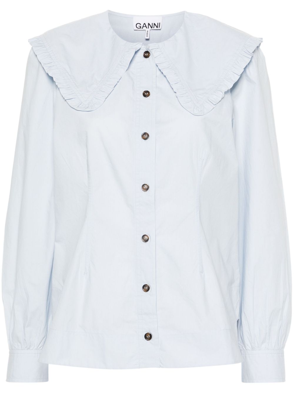 Frill collar organic cotton shirt