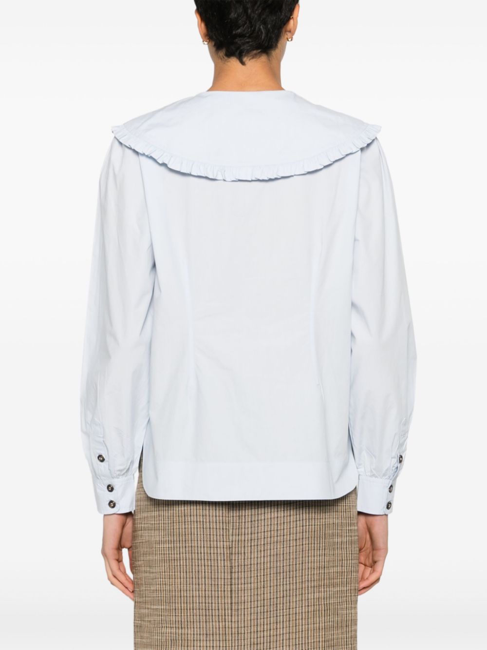 Frill collar organic cotton shirt