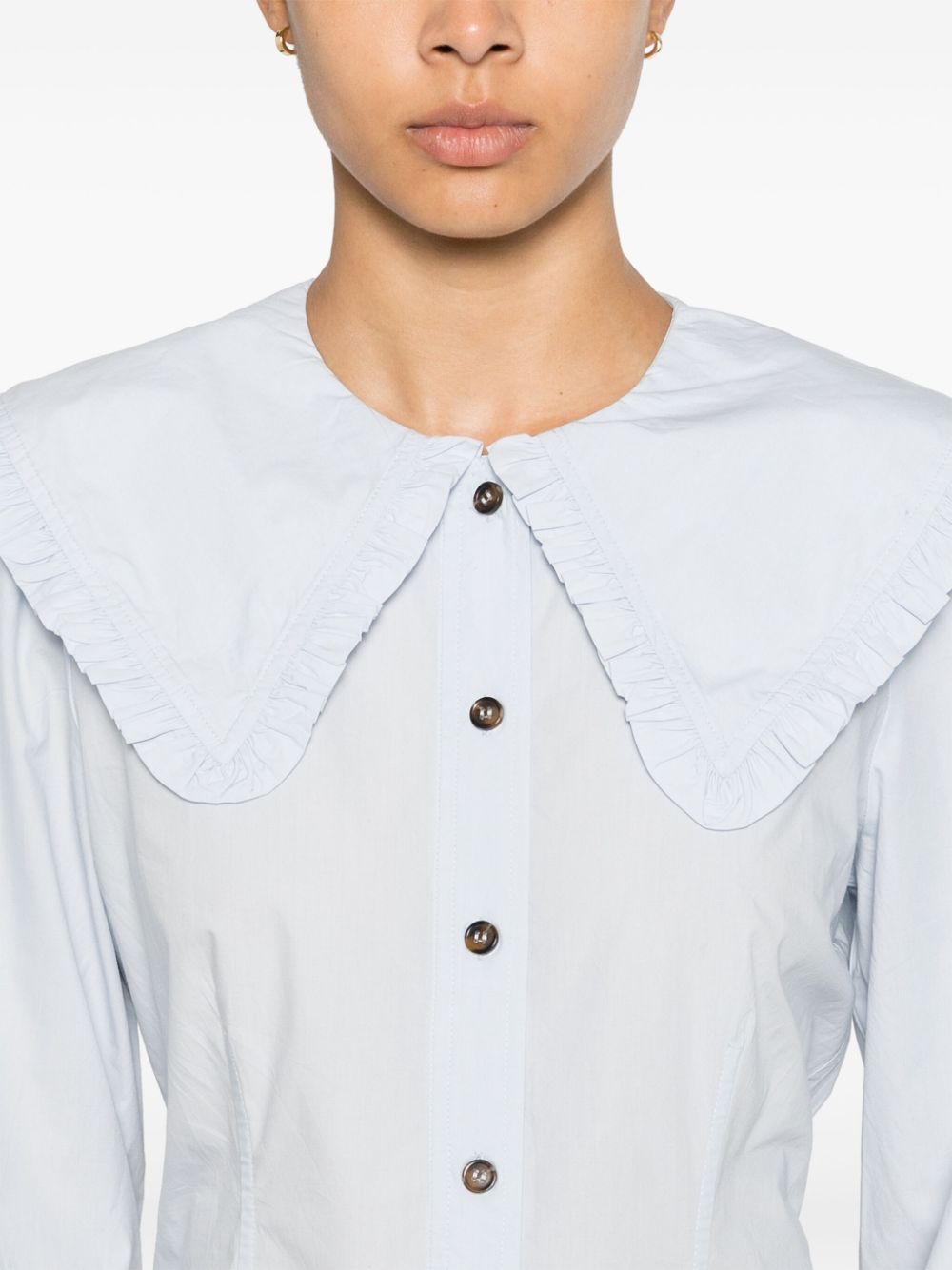 Frill collar organic cotton shirt