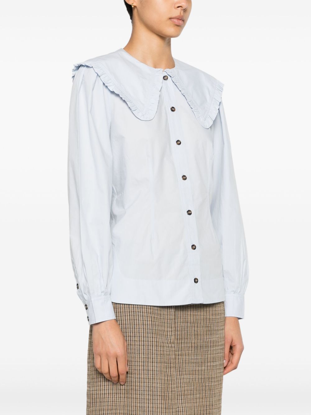 Frill collar organic cotton shirt