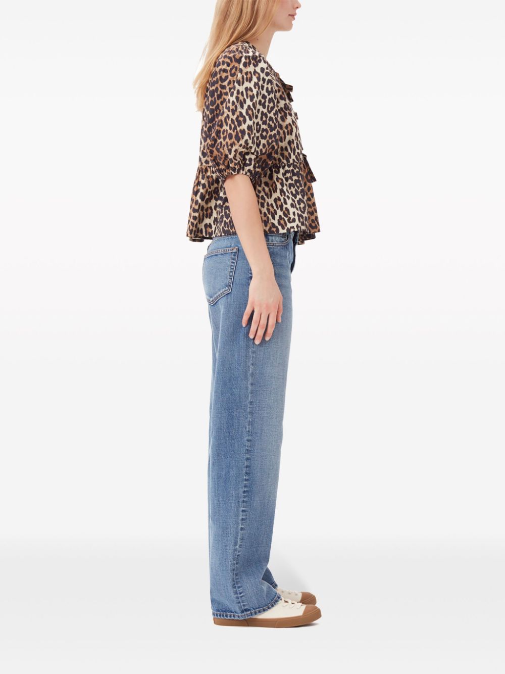 Leopard print cotton blouse