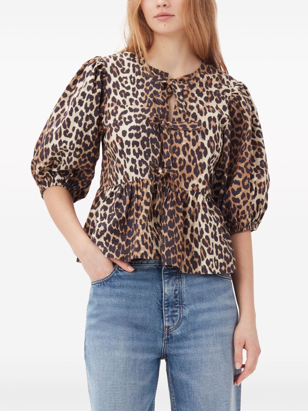 Leopard print cotton blouse