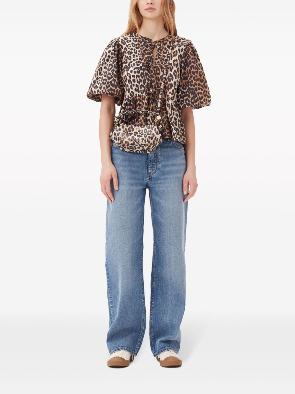 Leopard print cotton blouse