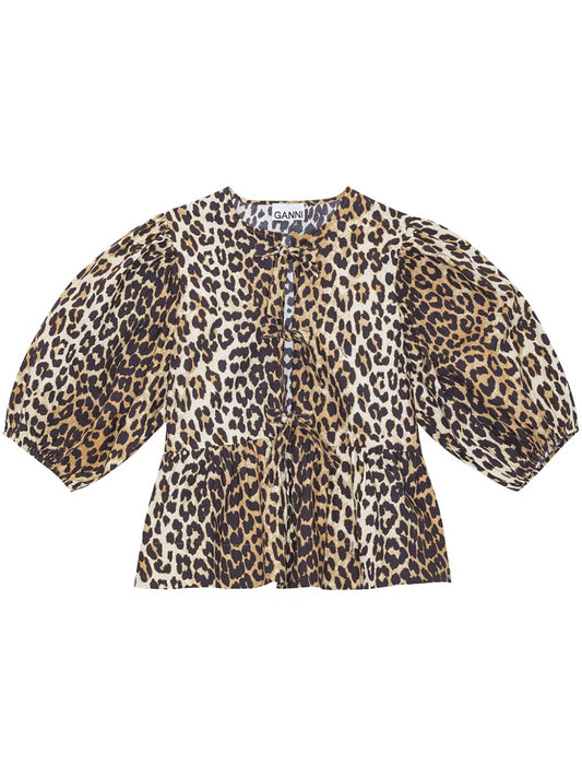 Leopard print cotton blouse