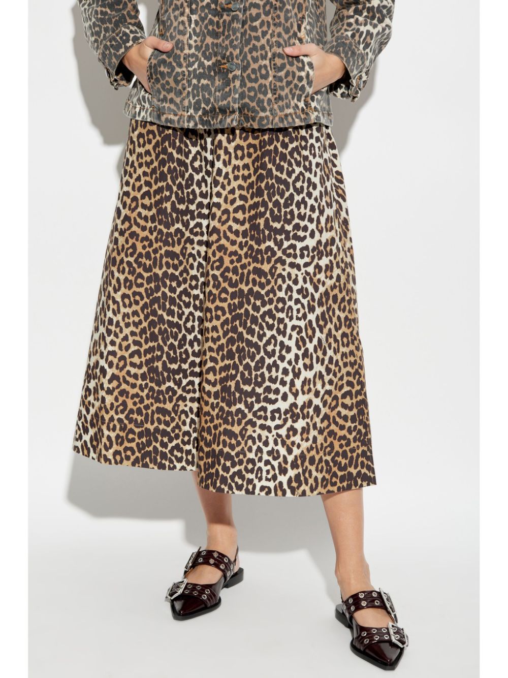 Leopard print midi skirt