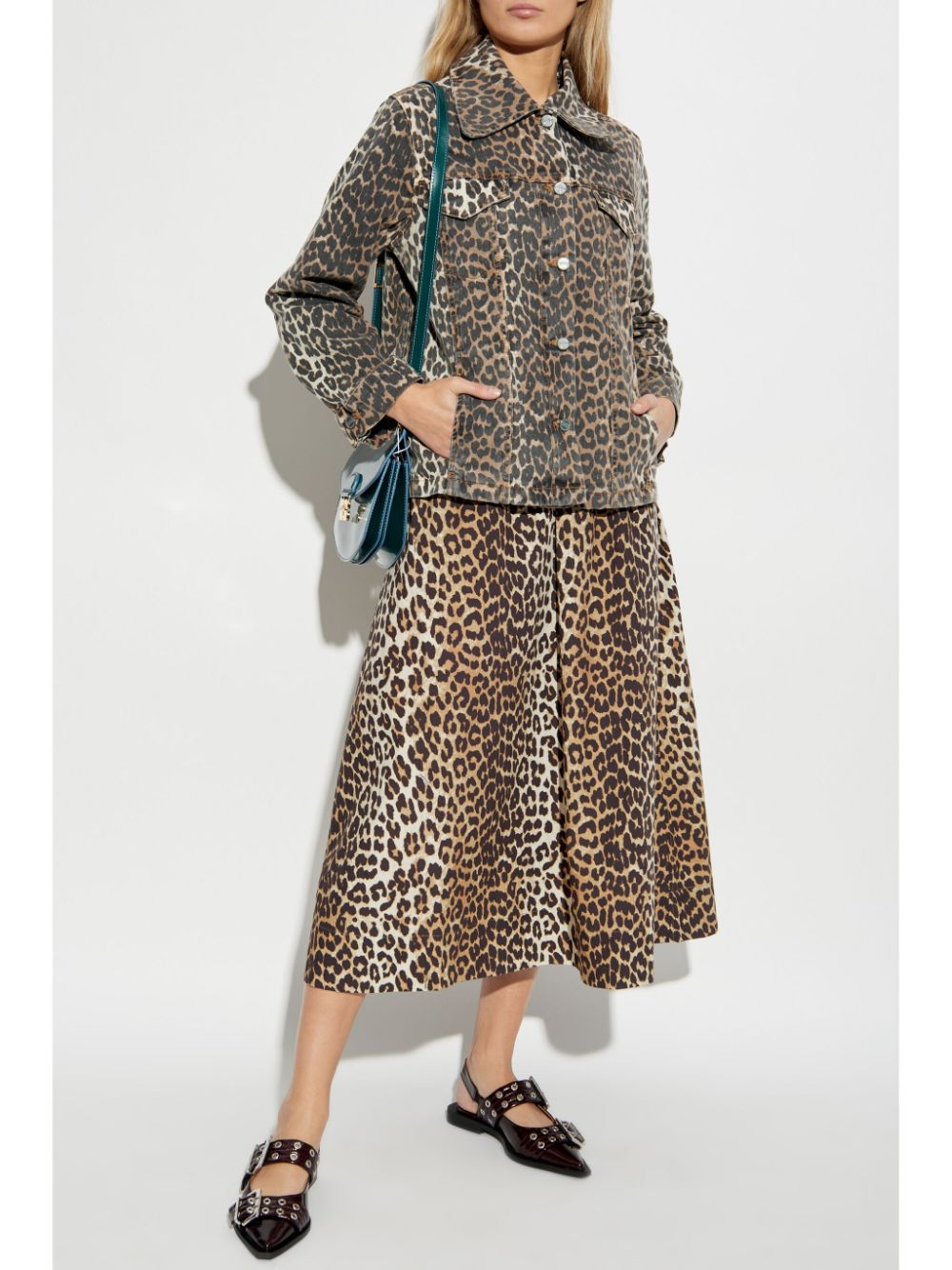 Leopard print midi skirt