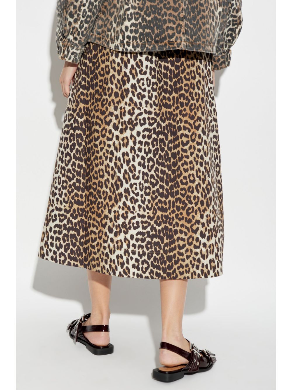 Leopard print midi skirt