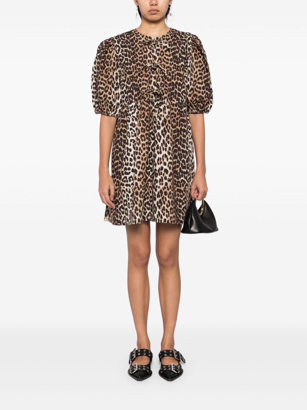 Leopard print cotton mini dress