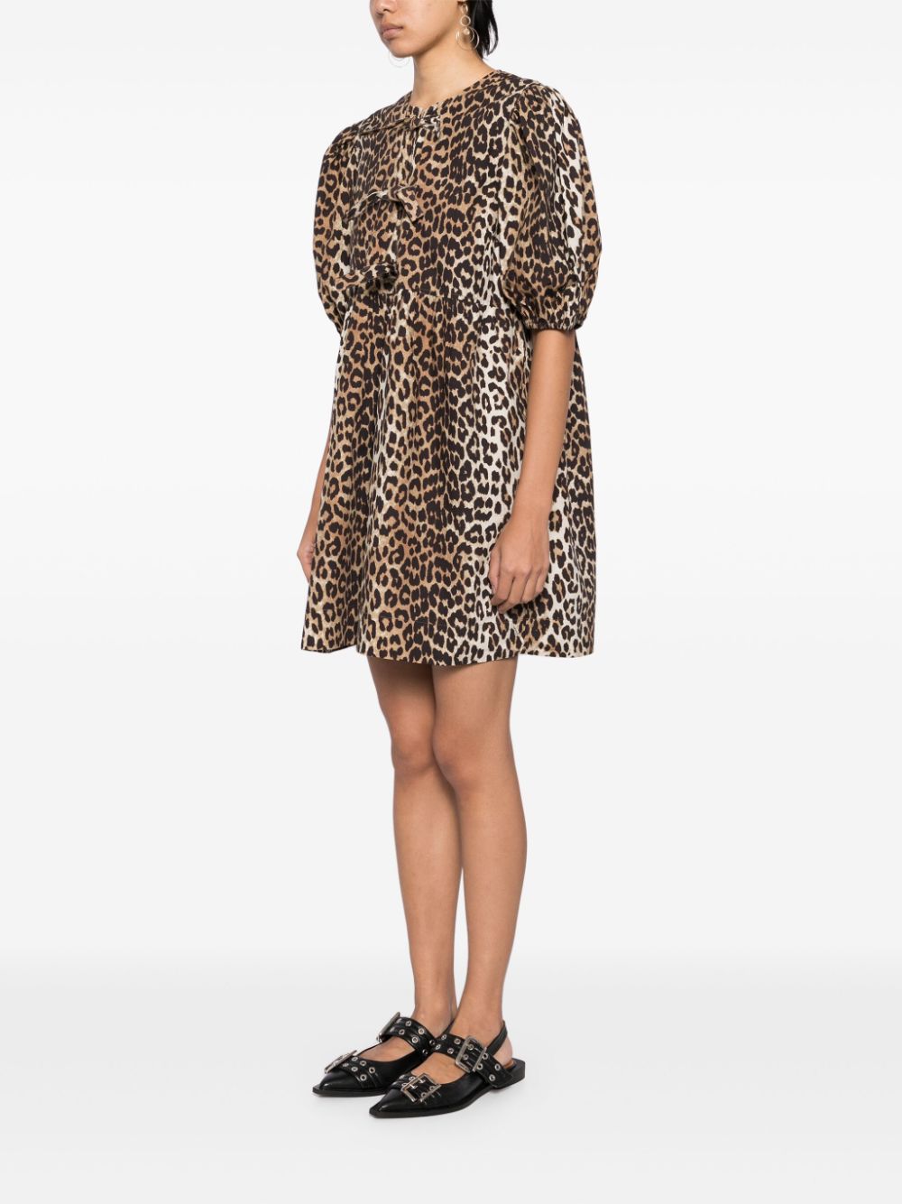 Leopard print cotton mini dress