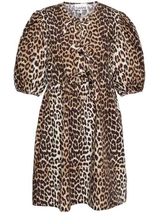 Leopard print cotton mini dress