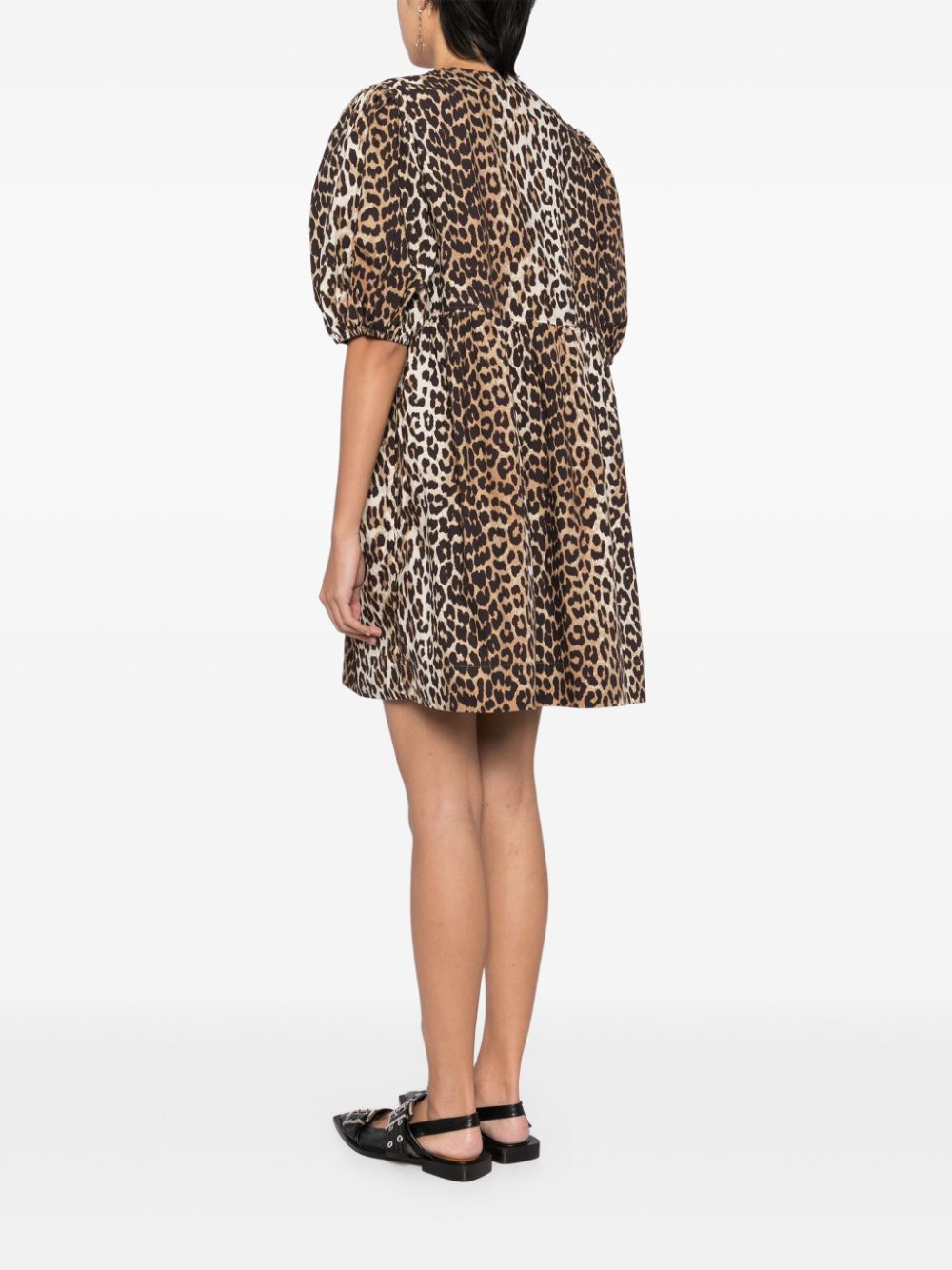 Leopard print cotton mini dress